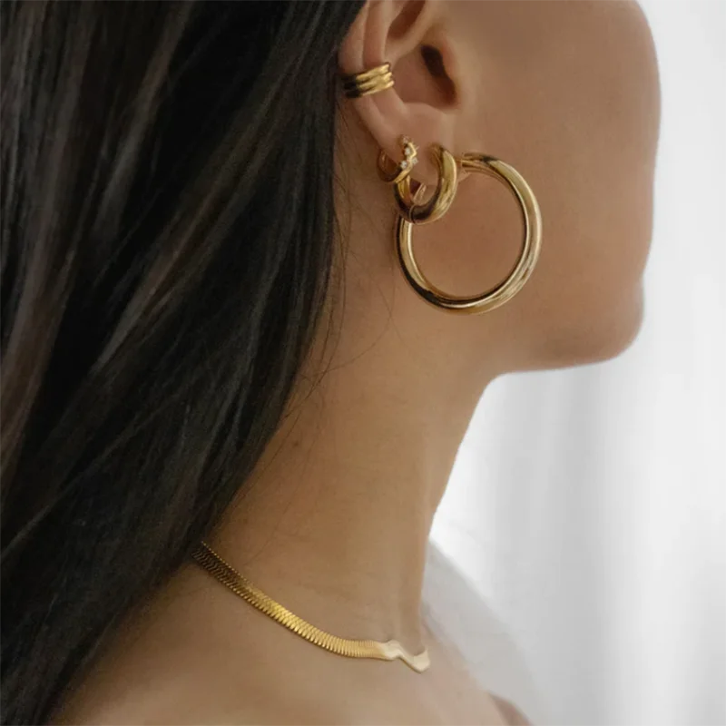 Boucle d'oreille acier inoxydable doré