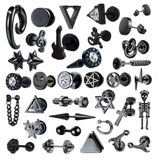 Boucle d'oreille homme noire