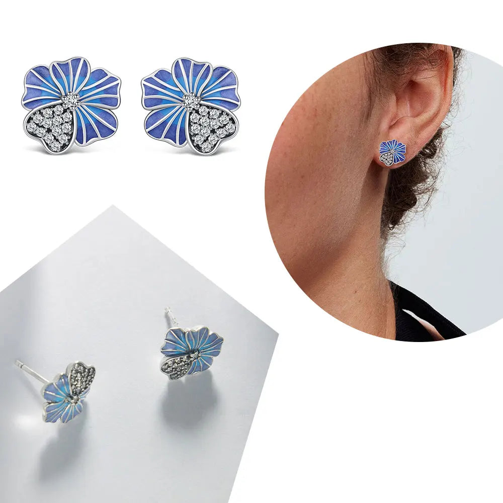Boucle d'oreille fleur argent