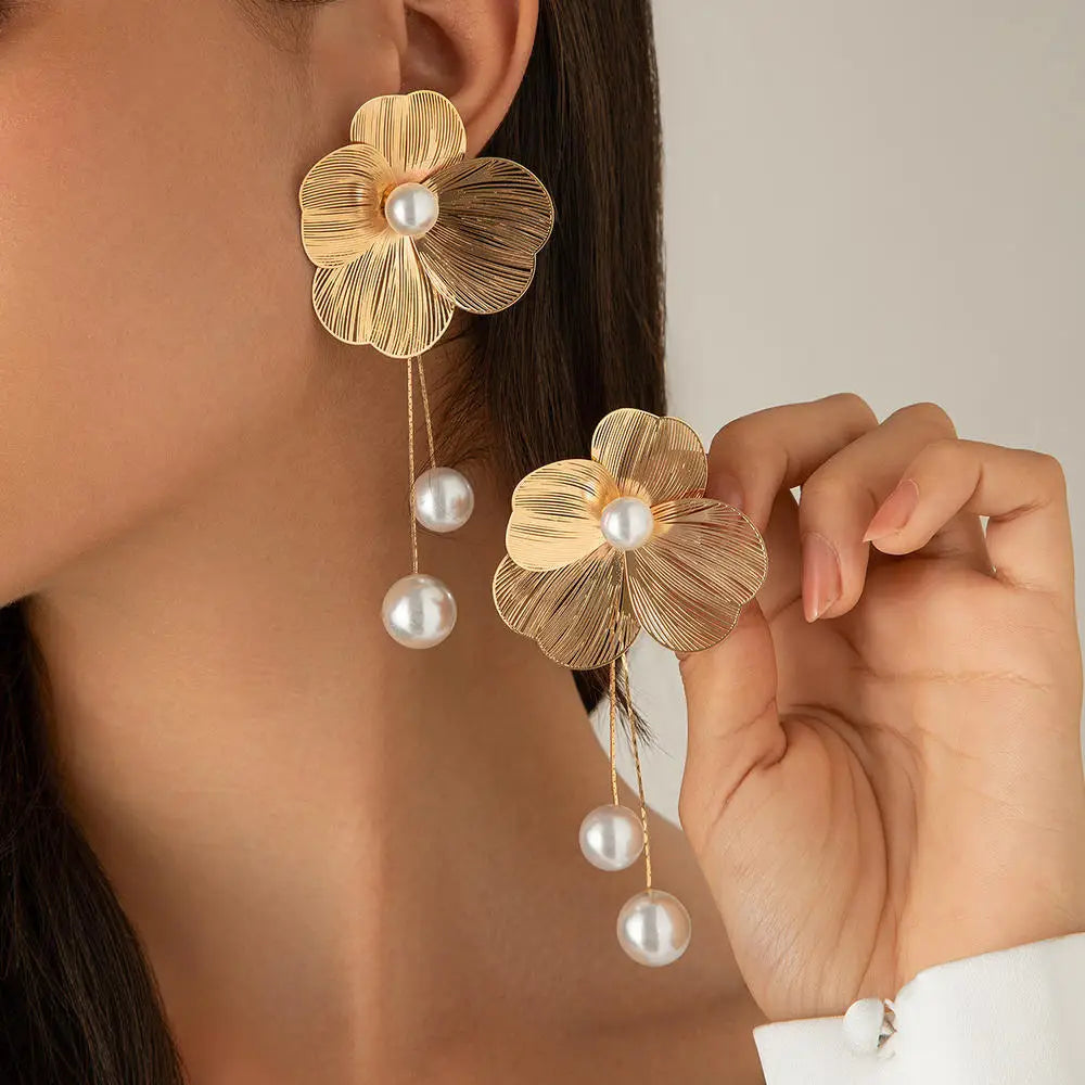 Boucle d'oreille fleur acier inoxydable