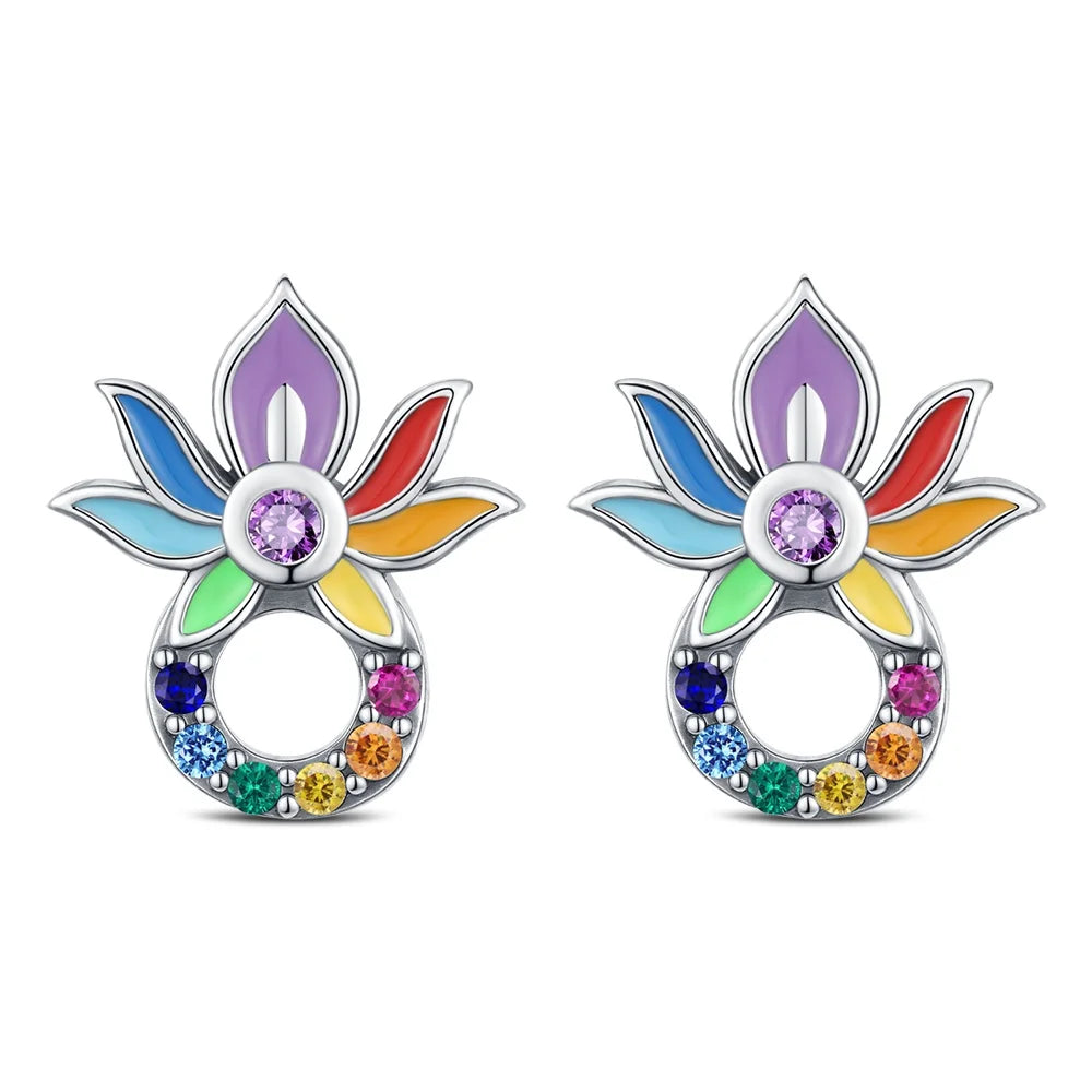 Boucle d'oreille fleur argent