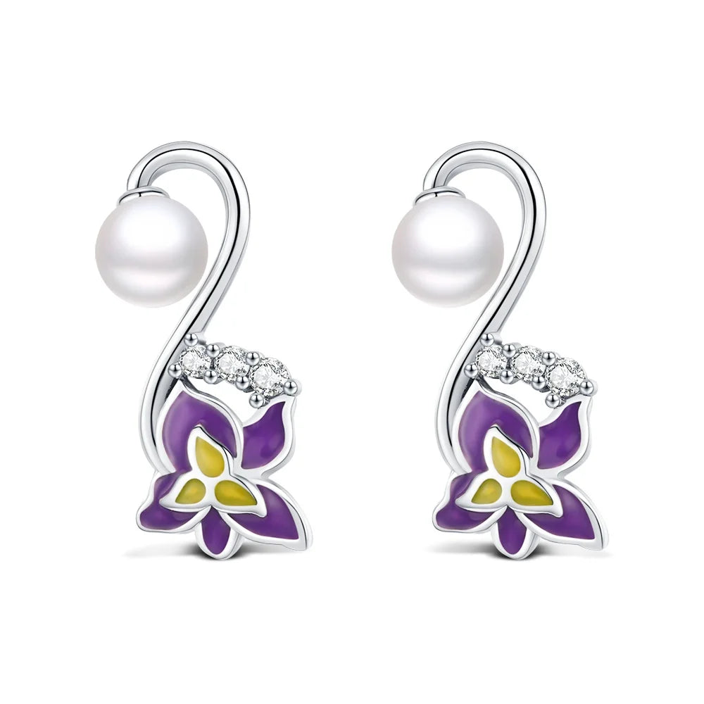 Boucle d'oreille fleur argent