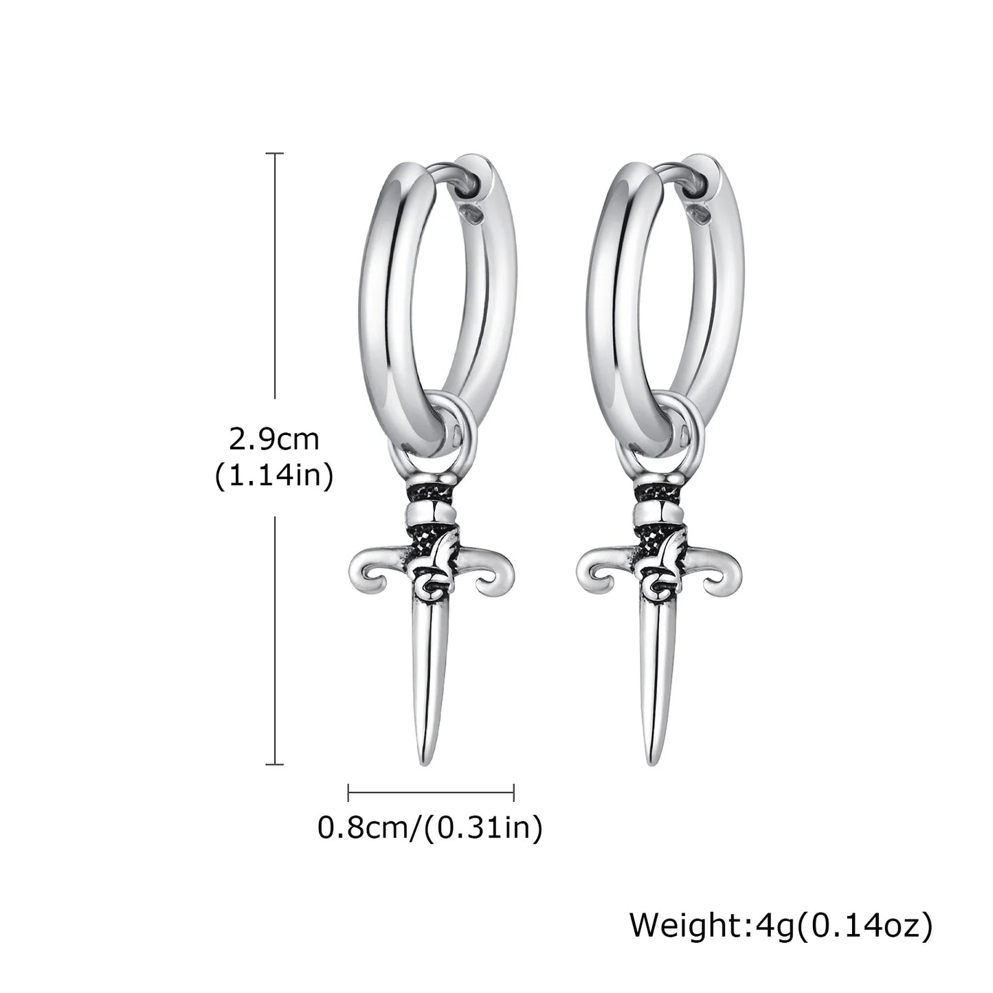 Boucle d'oreille croix homme
