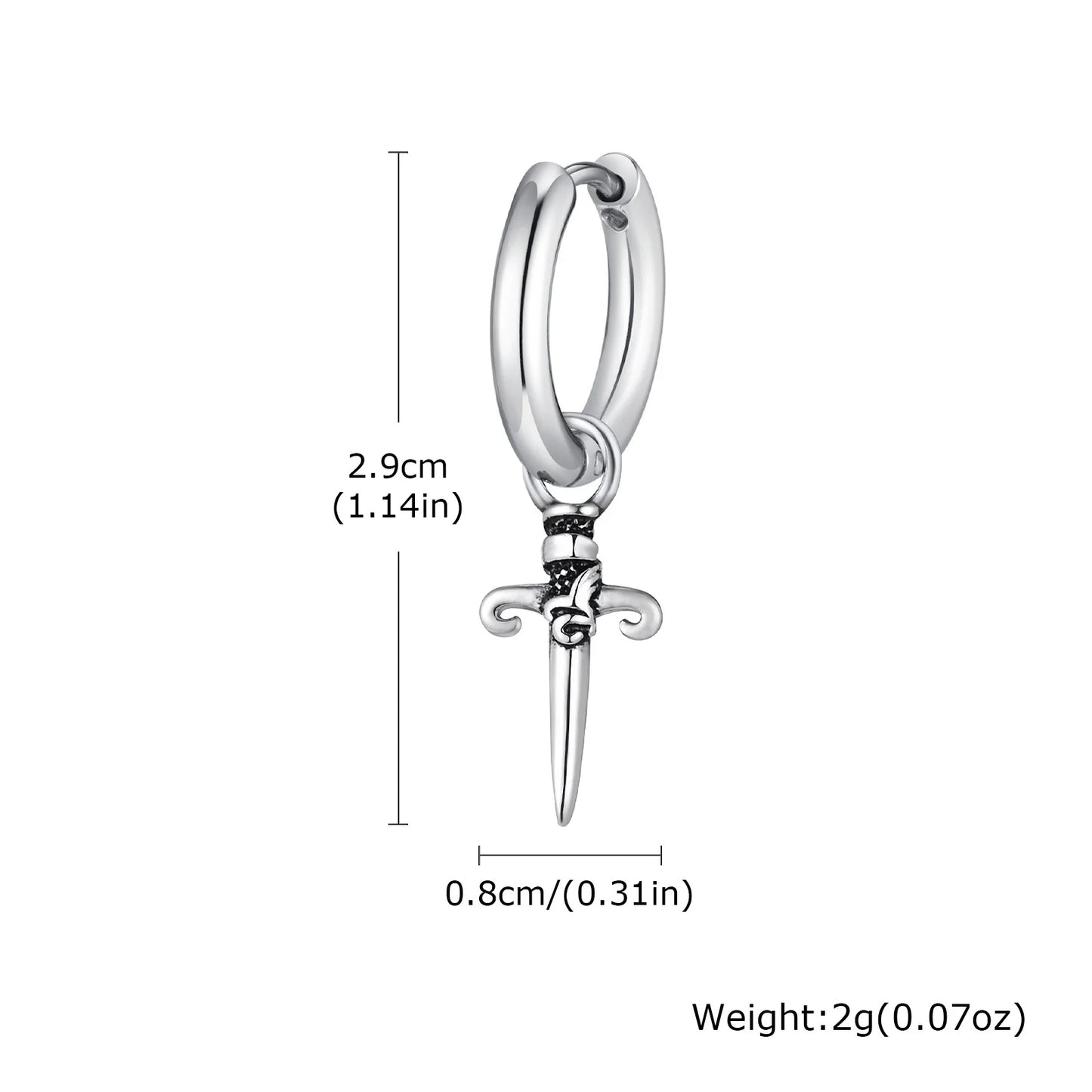 Boucle d'oreille croix homme