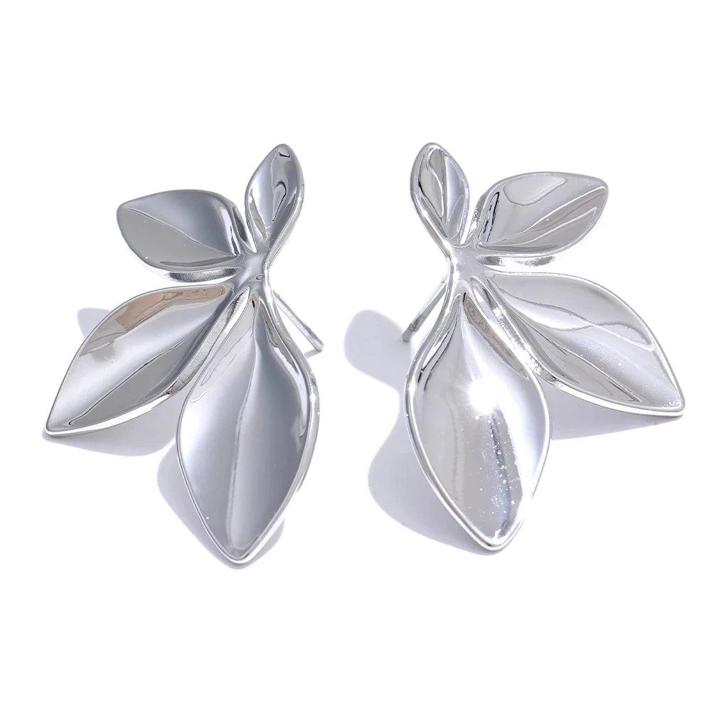 Boucle d'oreille fleur acier inoxydable