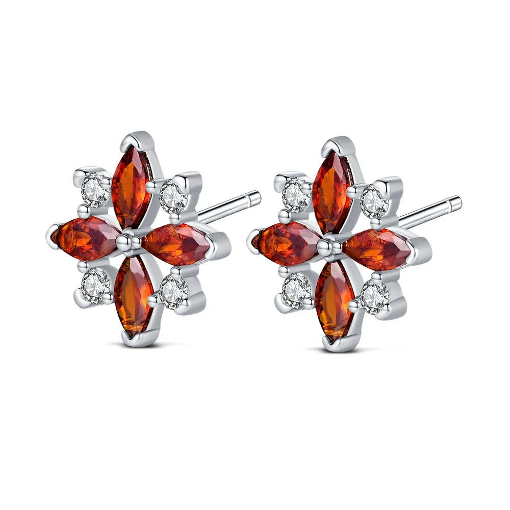 Boucle d'oreille fleur argent